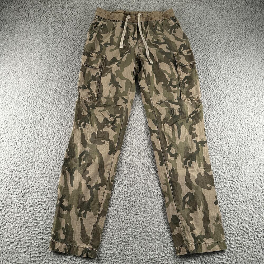 James Perse Cargo Pants Womens 0 Green Camo Elastic Waist Drawstring Ripstop